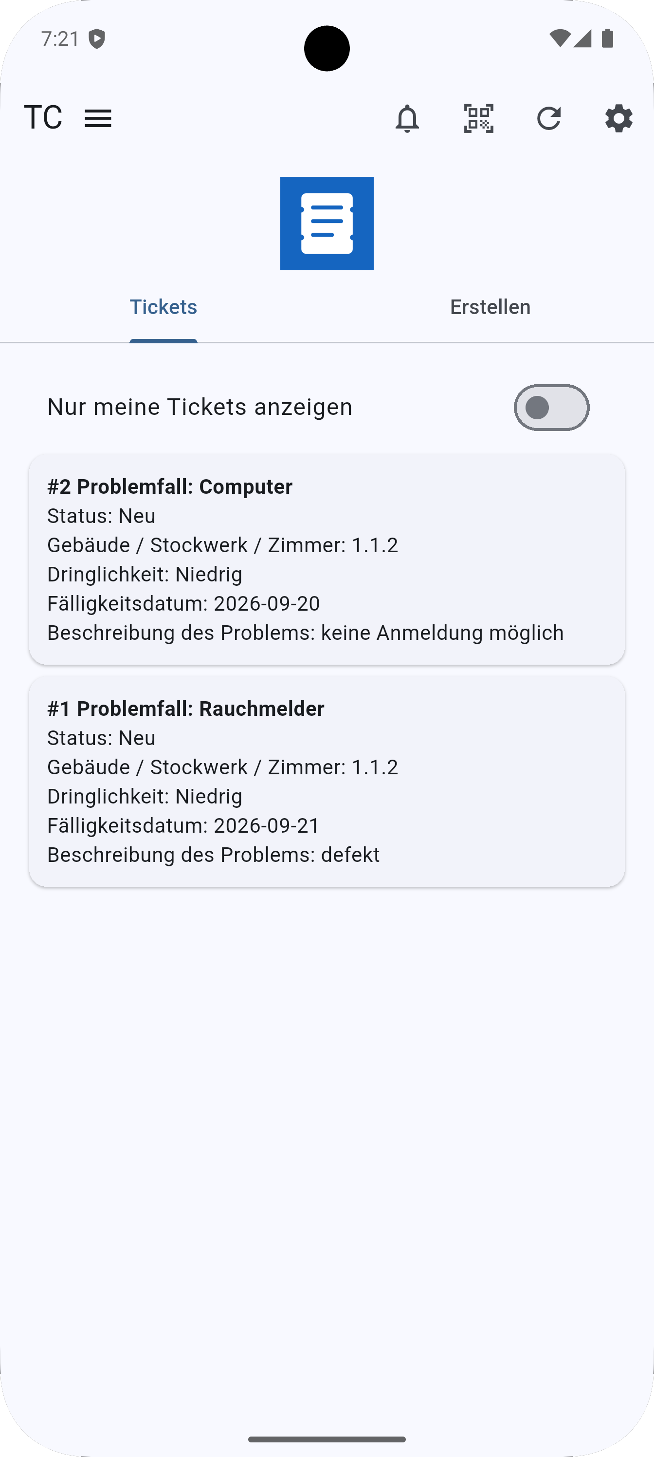 Ticket Center Smartphone App Screenshot