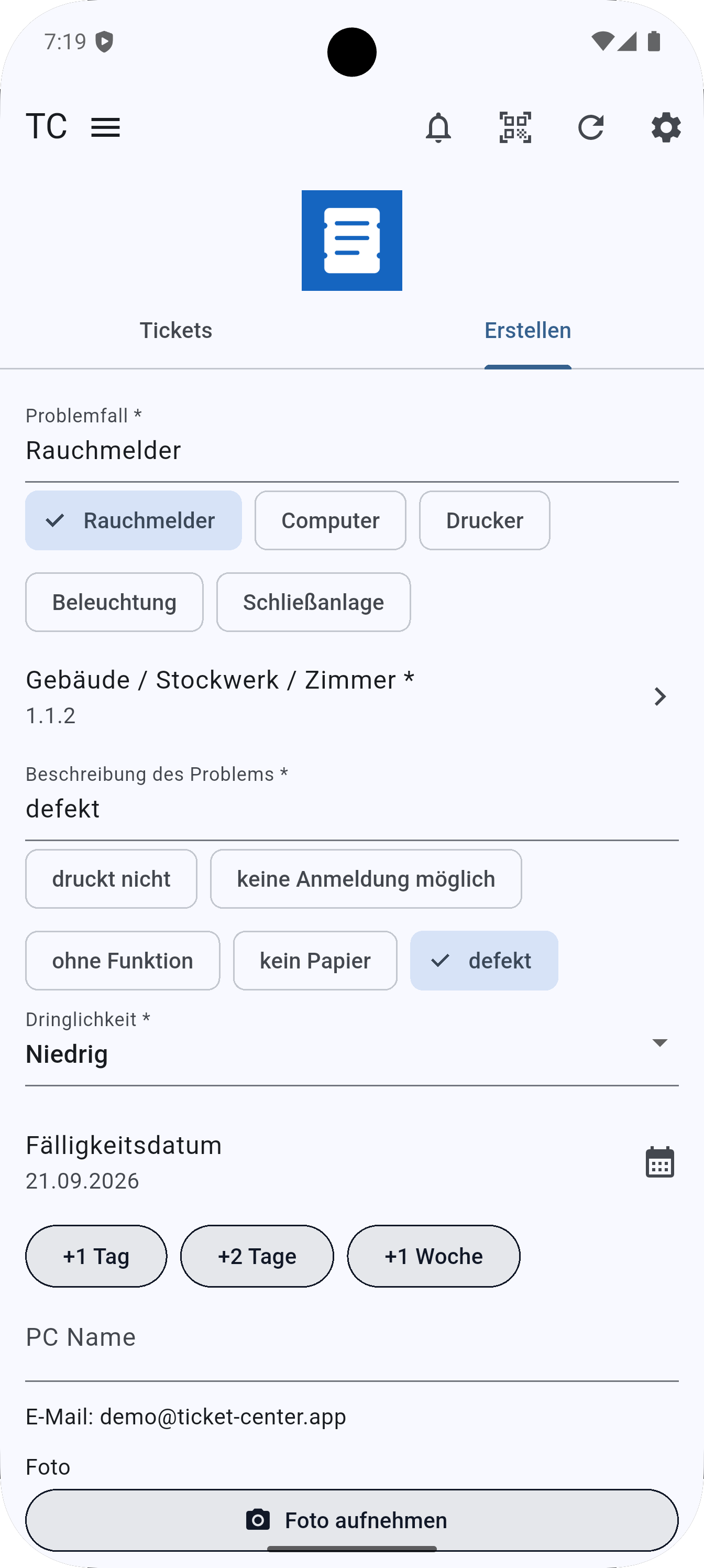 Ticket Center Smartphone App Ansicht